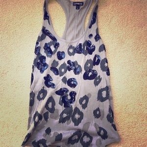 Express xs sequin leopard tank